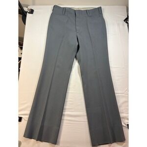 True Vintage Mens Gray Dress Pants Straight Trousers 32x31.5 Retro Slate Gray
